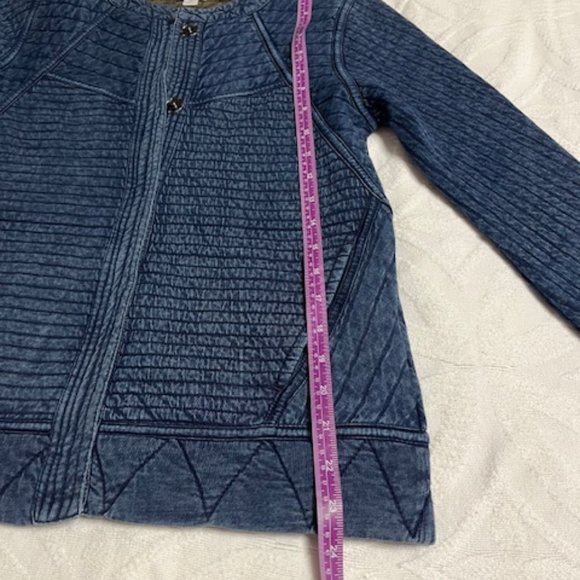 Lucky Brand Lucky Lotus Cotton Quilted Jacket Snap Front Washed Blue Small - Picture 12 of 13
